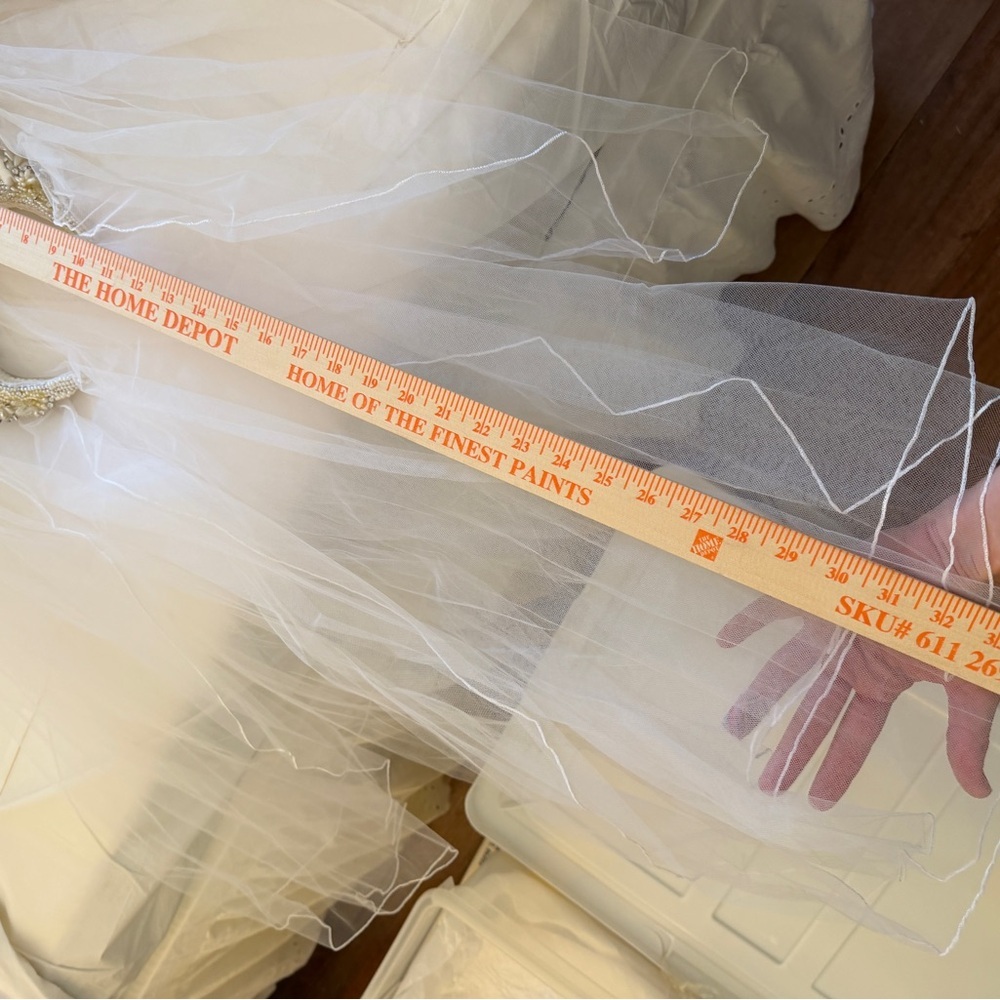 Vintage White and Gold Beaded Bridal Headband - Picture 6 of 11